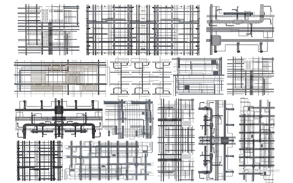 Modern Ceiling Design With Grid Framework Pattern And Structural Layout Details 3d model 
