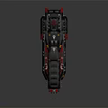 Futuristic Black Sci Fi Vehicle With Red Yellow Accents Top Turret Streamlined Design