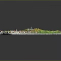 Modern 3D Urban Model Design With Green Spaces Red Roof Buildings And Road Layout