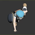 3D Anime Girl Character With Goggles Hat Carrying Shoulder Bag Wearing Casual Shorts Outfit