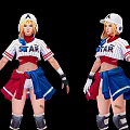 Game and Movie Character in STAR Jersey Red White Blue Outfit White Cap Blonde Hair