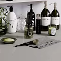 Stylish Bathroom Accessories Including Soap Shampoo Lotion And Hand Wash On Shelf