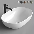 Modern Cream Colored Oval Countertop Wash Basin With Black Faucet Design