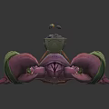 Characterized Pink Scorpion with Green Straps on Claws Basket on Back and Cup on Tail