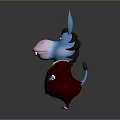 Blue Cartoon Donkey Character With Big Ears In Red Suit And Yellow Tie