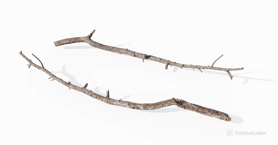 Natural Wood Branches And Stone Elements With Rustic Texture For Home Decor 3d model