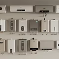 Various Wall Mounted Water Heaters With Different Designs And Colors 3d model