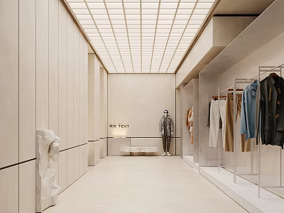 Quiet clothing shop minimalist 3d model