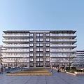 Modern Residential Complex With Multi Storey Buildings Glass Facades Balconies And Landscaped Square