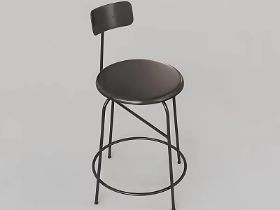 Black Leisure Chair With Metal Frame Round Seat And Flat Backrest Design 3d model