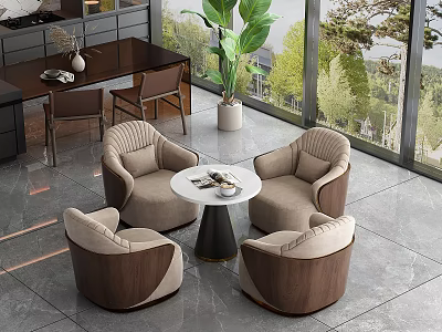 Luxury Modern Kitchen Dining Table And Chairs Set With Marble Top And Upholstered Seats 3d model