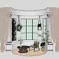 European-style bay window balcony 3d model