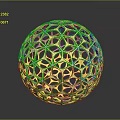 Yellow Intricate Hollow Sphere With Geometric Design And Modern Artistic Structure
