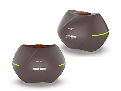 BRUDO Two Brown Aromatherapy Diffusers With Green Accent Lines And Control Panel 3d model