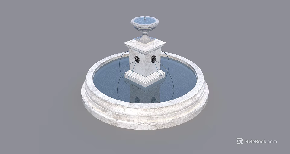 Garden Ornament Marble Fountain With Circular Basin Multi Tiered Design And Water Flow Features 3d model 