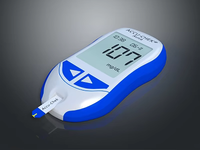 Medical Device ACCU-CHEK Blood Glucose Meter With Digital Display And Test Strip 3d model