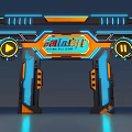 Game Themed Event Entrance Gate With Neon Lights Illuminated Buttons And Futuristic Design