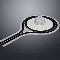 Racquet Shaped Structure With Central Soccer Ball And Circular Road Lines Design