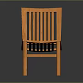 Orange Wooden Chair Featuring Slatted Back And Slatted Seat Simple Design