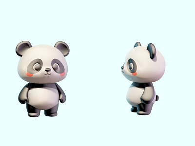 Cute Panda Doll With Front And Side Views Adorable Cartoon Design 3d model