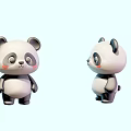 Cute Panda Doll With Front And Side Views Adorable Cartoon Design