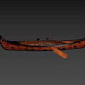 Traditional Wooden Canoes With Colorful Animal And Geometric Patterns And Wooden Paddles