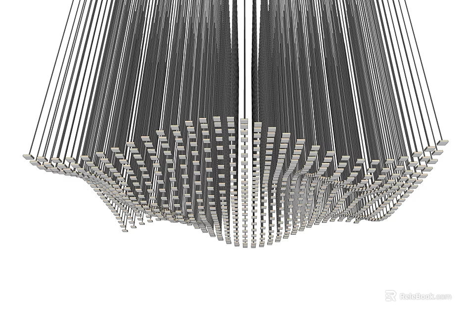 Modern Metal Chandelier Featuring Vertical Strips For Stylish Interior Decor 3d model