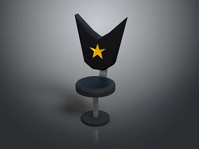 Stylish Black Bar Stool With Yellow Star Pattern On Backrest For Modern Home Bar Use 3d model