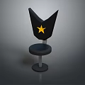 Stylish Black Bar Stool With Yellow Star Pattern On Backrest For Modern Home Bar Use