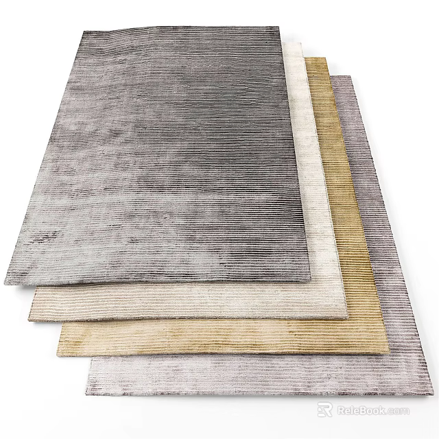 Modern Square Rugs In Neutral Tones With Textured Patterns For Home Decoration 3d model 