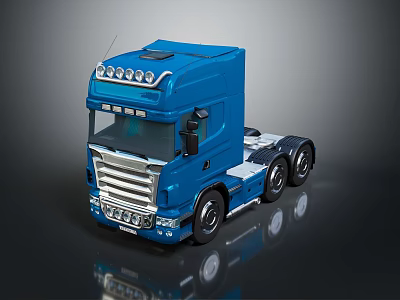 Blue Heavy Duty Truck Model With Front LED Lights And Shiny Wheels 3d model