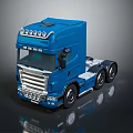Blue Heavy Duty Truck Model With Front LED Lights And Shiny Wheels
