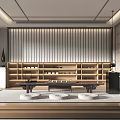 Japanese Style Tea Room Interior Design With Wooden Shelves Tatami Mats And Floor Cushions
