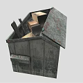 Old Weathered Wooden Trash Bin Filled With Cardboard And Plastic Waste