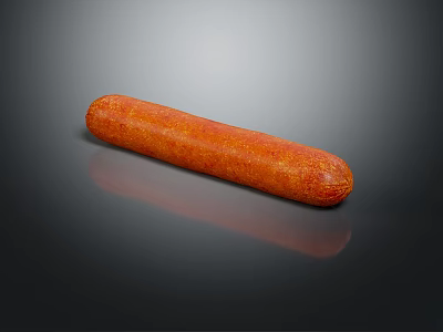 Juicy Orange Sausage with Textured Surface Isolated on Dark Background 3d model