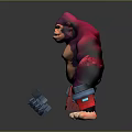 Fierce Purple Gorilla With Mechanical Arms Muscular Build And Angry Expression In Standing Pose