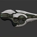 Futuristic Sleek Pistol With White And Green Mechanical Design And Glossy Metallic Surface