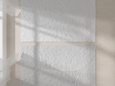 White Square Rugs With Circular Line Patterns Under Natural Light 3d model