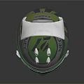 Green Racing Helmet With Claro Logo White Accents And Transparent Visor