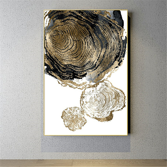 Modern abstract painting black and white commercial space abstract color block decorative painting 3d model