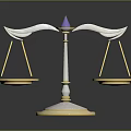 Ornate Scale with Winged Ends Purple Gem Top and Gold White Decorative Base