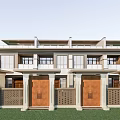 Classic Townhouse Exterior Design With Multiple Units Wooden Doors Large Windows And Lawn