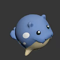 Cute Blue Chubby Cartoon Creature With White Spots And Small Teeth