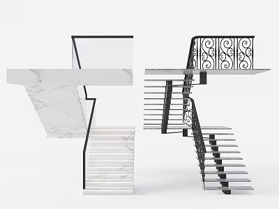 Handrail Stairs Indoor Stairs Steel Structure Stairs Floor Stairs Open Stairs Glass Railing Stairs 3d model