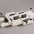 Stylish White Modular Sectional Sofa with Black Cushions Throw Blanket Side Table and Floor Lamp