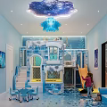 Enchanting Indoor Playground with Snow Castle Slide Starry Ceiling Decor for Kids