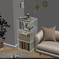 White Grid Bookcase With Colorful Books And Decorative Items In Living Room