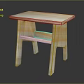 Simple Modern Wooden Stool With Light Wood Color And Rectangular Seat Design 3d model