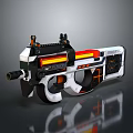 Futuristic Tech Inspired Weapon Featuring White Red Black Color And Scope Attachments 3d model