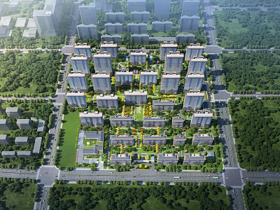 Aerial Planning of Modern Residential Complex with High Rise Buildings and Green Spaces 3d model